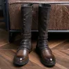 Vintage Knee High Men Genuine Leather Comfortable Handmade Brand Designer Autumn New Fashion Long Shoes Boots Male