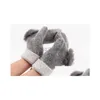 Mitaines Gants en laine chauds et doux hiver dames mitaines couleur unie grâce boule de fourrure de lapin double couche couleurs assorties livraison directe fa dhnbs