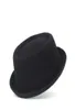 100 Wool Men Pork Pie Hat dla taty Winter Black Fedora Hat for Gentleman Flat Bowler Porkpie Top Hat Size S M L XL Y190705039109388