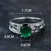 Anneaux de mariage mignon femme vert zircon pierre anneau à la mode couleur argent ovale fiançailles pour les femmes mariée bijoux cadeau