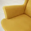 Housse de chaise à oreilles en polaire polaire, housse de fauteuil à dossier haut en élasthanne extensible, housse de canapé élastique antidérapante avec housse de coussin de siège 240119