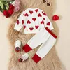 Ensembles de vêtements CitgeeSpring Saint Valentin Infantile Bébé Garçons Filles Tenues À Manches Longues Coeur Imprimé Sweat Pantalon Ensemble Vêtements D'automne