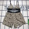 Luipaardprint Dames Sling Vest Shorts Badmode Pakken Designer Bikini Sportbeha 2 Stuks Sets Mode Sexy Yoga W 10
