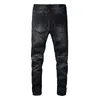 Męskie projektant dżinsów High Elastics w trudnej sytuacji Rowed Slim Fit Motorcycle Biker Denim dla mężczyzn Masowych Czarne spodnie#030 28-38