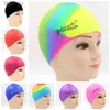 Toucas de natação à prova d'água, touca de silicone para mulheres e homens, arco-íris colorido, proteção para cabelo longo, piscina, chapéu de banho para adultos l240125