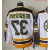 Film CCM Vintage Ice Hockey 77 Ray Bourque Jerseys sydd 37 Patrice Bergeron Jersey Black White 75th Yellow Men Re 44