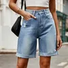 Jeans femminile 2024 abbigliamento europeo e americano Breakthrough bordo arricciato a 5 punti Shorts pantaloni casual Trend