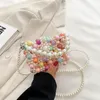 Evening Bags Candy Beaded Women's Shoulder Bag Fashion INS Colorful Pearl Crossbody For Woman Cute Knitted Hollow Out In Handbag