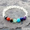 Perlé Sn1076 Nouveau 7 Chakra Bracelet Cristal Clair Quartz Poignet Mala Perles Yoga Méditation Yogi Cadeau Drop Livraison Bijoux Bracelets Dhahc