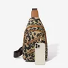 Bolsas de cintura clássicas da moda, forro de poliéster com zíper duplo personalizado, estampa de leopardo, ombro único, bolsa de peito crossbody