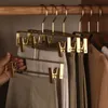 5pcs Trouser Hangers Gold/Sliver Clothes Hangers Metal Aluminum Alloy Traceless Dress Pants Drying Rack Wardrobe Storage Racks 240118