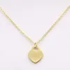 Designer Tiffanie smycken halsband stål hjärthalsband halschain kvinnor smycken titanium stål enkel persika hjärta halsband 40 cm+5 cm förlängd kedja