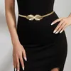 Belts Gold Leaf Metal Spring Women's Belt Korean Fashion Y2k Club Party Banquet Adjustable Waist Chain For Femme Apparel Accessories