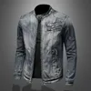 Herrenjacken 2023 neue Herren-Jeansjacke, trendige Retro-Mode, lässig, Stehkragen, Reißverschlussjacke, hübsche Reit-Biker-Kleidung, Denim-Oberteile J240125