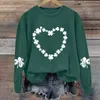 Camisetas femininas amor impressão em torno do pescoço manga longa topo funil sweatshirts para mulheres conjunto de treino leve vestidos com capuz meninas adolescentes