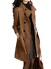 Coat 2023 Women's Autumn Winter Double Breasted Long Sleeve Släng ner Neck Jacket Female Korean Classic Slim Medium Coats 240122