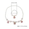 Ensemble collier et boucles d'oreilles en fausses perles, Bracelet pour filles, bijoux pour enfants, Kit de bijoux en acrylique pour tout-petits, rose