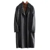 Lautaro primavera outono preto oversized couro trench coat para mulheres manga raglan lapela solta casual elegante moda coreana 240119