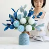 Faux Floral Greenery Northern European-Style Small Fresh Creative Ceramic Vase with Hemp Rope Bow Home Office Hotel Decorative Artificial Flowers YQ240125