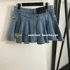 Kvinnor kort denim kjol kjol med lotusblad designer mini denim kjol sommar mode sexig dam kjol parti