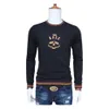 2021 Autumn and Winter New Long Sleeve Spot Cotton Casual Thin Round Neck Sweater Youth Brodery Sequin Men's Fashion