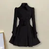 SXXL Fashion Classic Winter Thick Coat Europe Belt Buckle Trench Coats Double Breasted Outerwear Casual Ladies Dress 240122