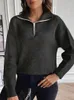 Pull tricoté à manches longues pour femme, sweat-shirt avec fermeture éclair, à la mode, vêtement tricoté d'hiver, automne 2024