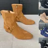 Street Style Shoes Man Slp Wyatt Harness Boots Calf Leather Suede Leather Brown Boot Western Cowboy Boots Top Quality size with box