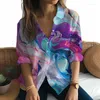 Camicette da donna Camicia a maniche lunghe stampata in 3D colorata tie-dye Moda e strada comoda