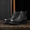 Retro masculino botas pretas couro genuíno designer moda tendência britânica artesanal tornozelo sapatos de negócios casuais homem