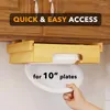 Kitchen Storage 10-Inch Paper Plate Dispenser Under Cabinet Bamboo Plates Holder Counter Vertical