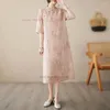 Vêtements ethniques 2024 Chinois amélioré Qipao Robe élégante Vintage Cheongsam National Fleur Imprimer A-ligne Traditionnelle Folk Lâche