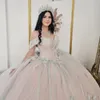 Sexy schulterfreies Ballkleid Quinceanera-Kleider für Frauen, Tüll, Spitze, Applikationen, Perlen, Vestidos de 15, Quinceanera-Bonbon-16-Kleid