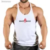 Tanktops voor heren Merk fitnesskleding Heren katoenen beestmodus Letterprint tanktop Spier Mouwloos ondershirt Gym Running VestL240124