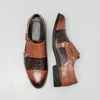 Классические туфли-монки из кожи для мужчин с двойной пряжкой и круглым носком, удобные для бизнеса, свадьбы, офиса для мужчин