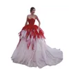 Vestidos de novia rojos y blancos Vintage, vestidos de novia largos con escote en forma de corazón, vestido de novia gótico victoriano hecho a medida 2024