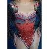 Stage Wear Sexy Glitter Multicolor Strass Pagliaccetti Paillettes Frange Maniche Tuta Donna Dance Body Nightclub Bar Outfit Cantante