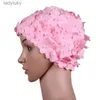 Gorros de natación, gorro de baño de verano, gorro de pétalos de flor para piscina, gorro de baño de tamaño libre para mujer L240125