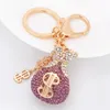 Car keys with artificial diamonds fashion bag style keychain pendant crystal creative charm car key pendant