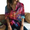 Camicette da donna Camicia a maniche lunghe stampata in 3D colorata tie-dye Moda e strada comoda