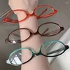 Sonnenbrille Retro Oval Brille Tönung Grün Mädchen Y2K Straße Meer Stil Frauen Rot Transparent Glas Rahmen Mode-Accessoires