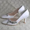 Sapatos de vestido Wedopus Satin Bridal para mulheres elegantes e elegantes bombas de salto alto pontiagudas