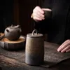 Retro chá caddy cerâmica chá vasilha hermético jar latas de armazenamento caixa tanque stoare cerâmica recipiente decorativo jar açúcar tigela 240119