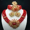 Longqu 7 jours de livraison US Dubai ensembles de bijoux colorés collier de perles africaines fête de mariage nigériane perle rouge Design Sisters gifrs 240125
