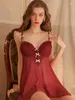 Robes décontractées Style Sexy Gaze Acier Anneau Sling Robe Respirant Col En V Érotique Dos Nu Mode Romantique Passion Doux Bowknot Mignon 0ZZJ