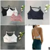 Yoga roupa minimalista sutiã fino shoder cinta esporte sutiãs mulheres backless fitness correndo tops sling sportswear ginásio treinamento gota deliv dh4vs