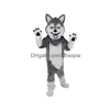 Trajes de mascote lobo fursuit cão raposa natal fantasia vestido de desenho animado personagem roupa terno adts tamanho carnaval páscoa gota entrega dhgqr