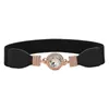 Belts Women Buckle-Free Wide Faux Leather Dress Belt Rhinestone Decor Stretchy Jeans Clothes Ornament