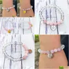 Frisado MG1528 Strand 8 mm Rose Quartz Câncer Zodíaco Pulseira Moda Mulheres Clear Gemstone Pulseiras Aniversário Pedra Pulso Mala Jewelr DHM2N