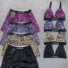 Leopard print damskie kamizelki kamizelki szorty stroje kąpielowe projektant projektant bikinis sportowy stanik 2pc